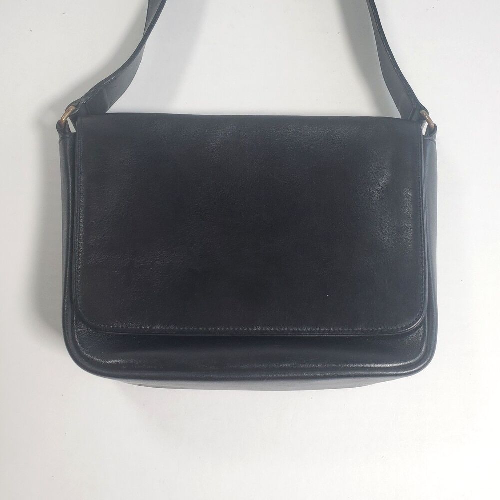 VTG Coach Women’s Crossbody Bag Black Leather Bistro 4125 Manhattan Messenger - Picture 4 of 15
